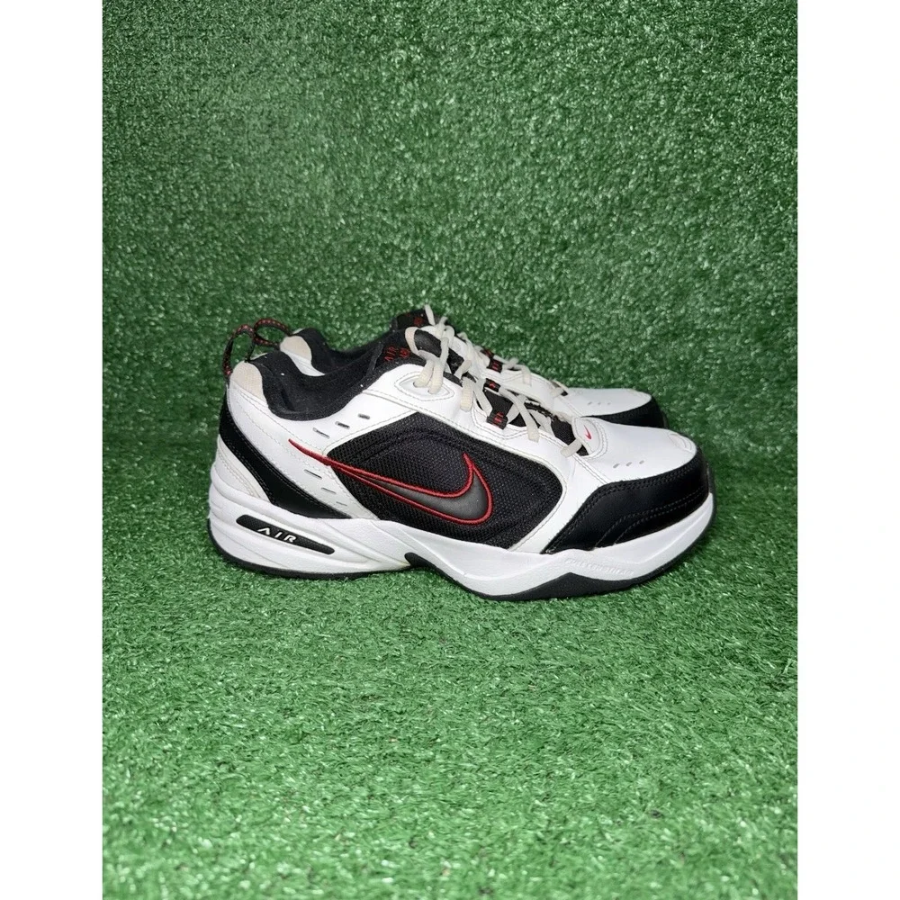 Nike Air Monarch IV Mens Size 10 Black White Red Comfort Shoes Walking Sneakers